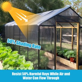 Amagenix 50% Eyelets Shade Cloth Roll 5'10" x 100 FT Cuttable Sun Shade Mesh Tarp UV Resistant Screen Cover for Garden, Patio, Greenhouse, Kennel, Canopy, Black