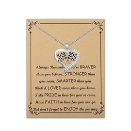 BNQL Checkered Flag Racing Necklace Race Car Gifts for Racers Drag Racing Car Gifts Checkered Flag Pendant Jewelry Necklace, Metal, stainless-steel