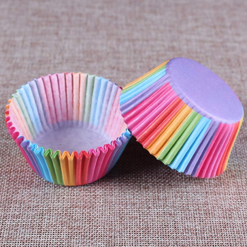 200pcs Rainbow Cupcake Cases Paper Wrapper for Baking Muffin
