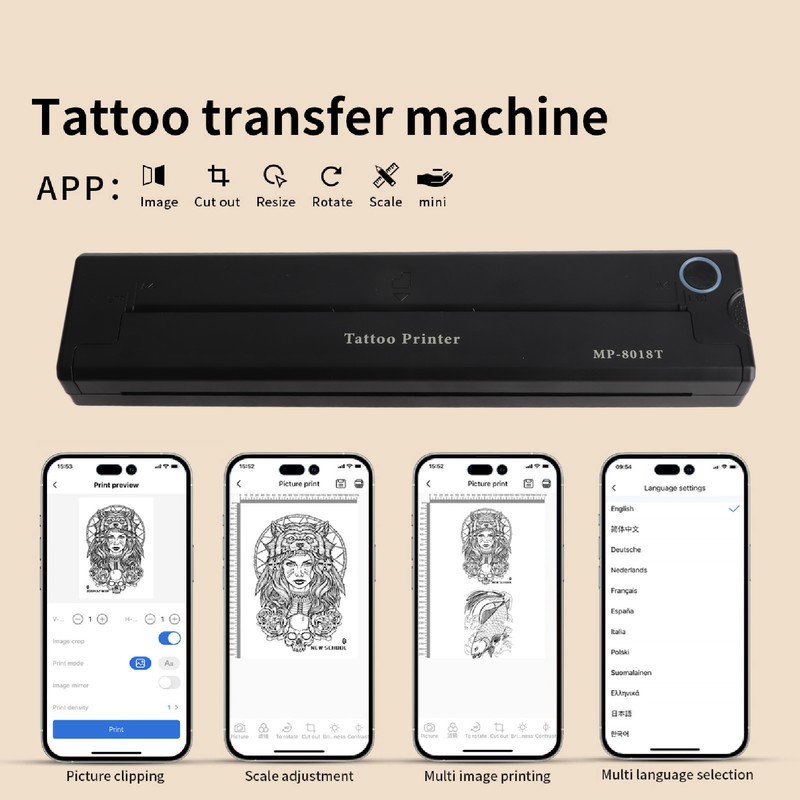 Tattoo Printer Machine Mini 2000mAh Wireless Thermal Tattoo Stencil Printer