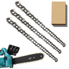 3 Pack Chainsaw Chain for 12 Inch (30cm) Bar, 3/8"LP 45 Drive Links .043" Gauge, Replacement Chain fits for Ryobi OCS1830, Bosch AKE 30 Li, Makita, Dewalt and More and Other Chainsaws