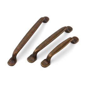 FURNIWARE 5Pack Antique Brass Kitchen Cupboard Handles, Cabinet Hardware Drawer Appliance Pulls, Kitchen Cabinet Drawer Wardrobe Door Handles,Brass- 3 Inch(96mm) Hole Center