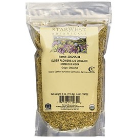 Elder Flowers Cut & Sifted Organic - 4 Oz,(Starwest Botanicals)