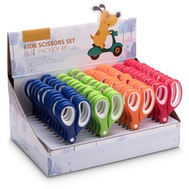 Galadim Kids Scissors (48 Count Teacher Pack, Rounded-tip, 5.5 Inch) - 5.5’’ Soft Touch Blunt School Student Scissors Shears GD-071-48