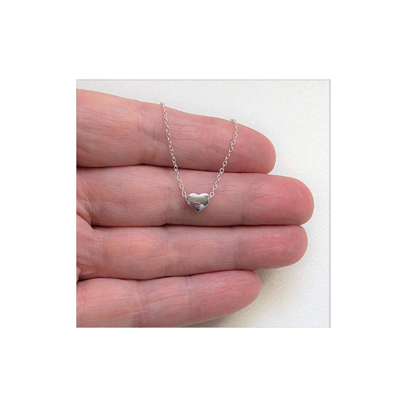Love Heart Necklace 925 Sterling Silver Tiny and Discreet