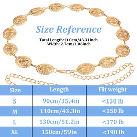 Ouligay Concho Chain Belt Gold Waist Chain Gold Western Concho Metal Boho Belt Chain Adjustable Metal Western Cowgirl Belt for Dress Belly Chain Golden Pirate Chain Belt for Women