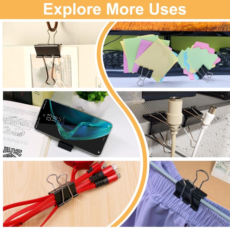 Coideal Medium Binder Paper Clips, 24 Pack 32mm Black Bull