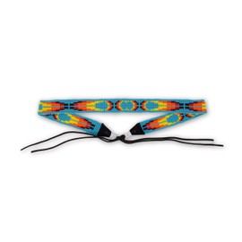 Mayan Arts Hat Band Cowboy Western Beaded Hatband Turquoise Orange Yellow, Aztec, Men Women Handmade 7/8 x 21.5 Inches (Turquoise and Yellow)