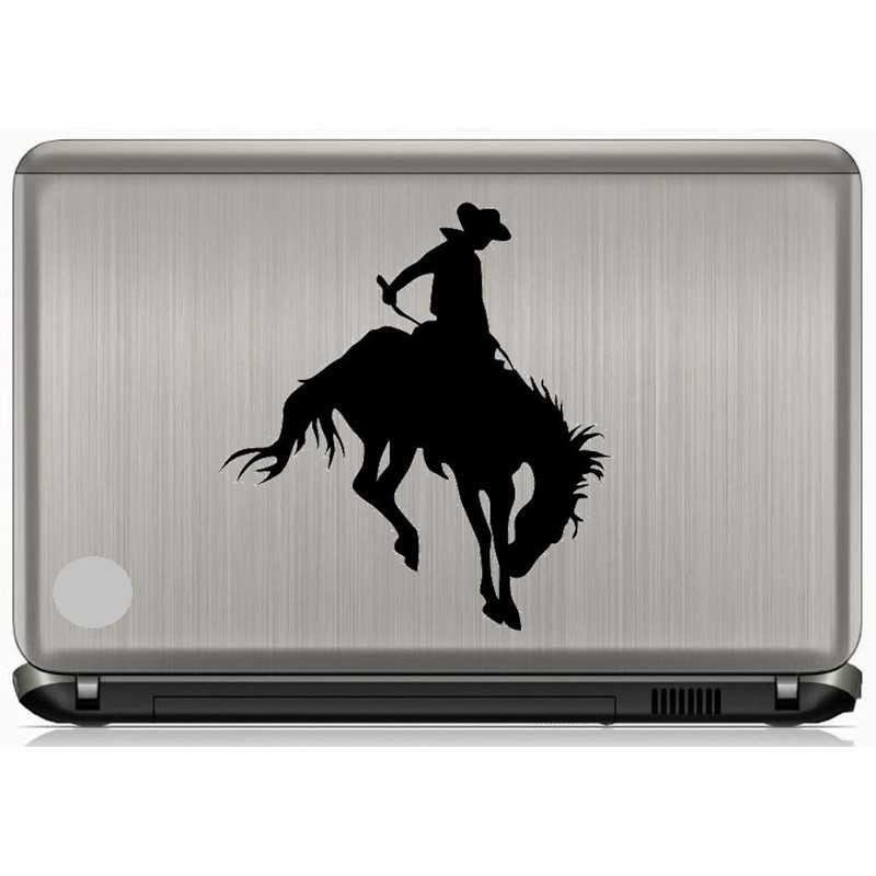 Rodeo Cowboy Riding Bucking Bronco Horse Black Vinyl Decal Sticker