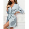 Women's Satin Robes Short Silky Bathrobes Bridesmaid Party Dressing Gown