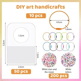 Yamobi Card Holder for Yoto Card Holder, Rings and Tabs, Pack of 50 Yoto Player Card Holder with 10 Loops, 200 Pieces DIY Bead Travel Bag for Children with Yoto Accessories, Card Holder