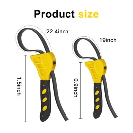 URSMART 2PCS Strap Wrench,Rubber Strap Wrench Strap Wrench Set 24 in and 19.7 in Oil Filter Strap Wrench Set Adjustable Heavy Duty Strap Wrench for Jar Opener Pipe Wrench Mechanics Plumbers（Yellow）