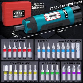 KIRXST Torque Screwdriver 1/4 Inch 1-8 Nm, 31-Piece Small Professional Torque Wrench for Bicycle and Motorcycle