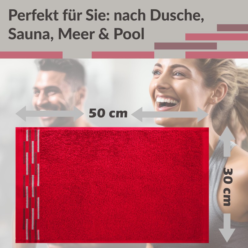 Lashuma Küchentücher Frottee Rot, Lugano 4er Set Kinderhandtücher 30x50 cm