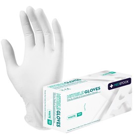 MEDSTOCK White Nitrile Gloves - Medical Examination, Powder/Latex-Free, Non-Sterile, Disposable, Reduces Cross Contamination, Ambidextrous, (1 Box/100 pcs, Extra Large)