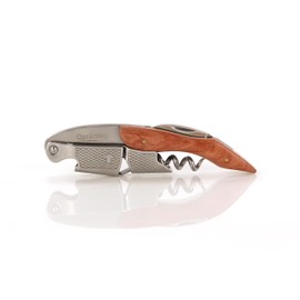 Qpractiko - Sommelier Professional Corkscrew | Elegant and Multifunctional Design | Saw Blade | Integrated Sheet Opener | Hardwood Handle | Stainless Steel Spiral