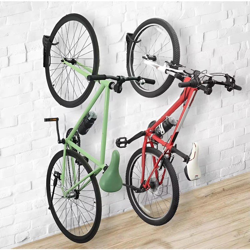 Vertical Bike Wall Mount Hanger, Heavy-Duty Steel, 30kg Capacity, Black