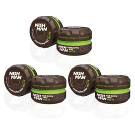 NISHMAN Hair Styling Wax for Men 08 - Matte 150g - Vanilla Scent - Natural Matte Look - Strong Hold - Hair Clay Aqua Wax- Long-Lasting Control and Definition (Pack of 3)