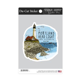 Die Cut Sticker Portland Head Lighthouse, Maine, Line Drawing, Contour Vinyl Sticker 3 to 6 inches, (Waterproof Decal for Cars, Water Bottles, Laptops, Coolers), Large
