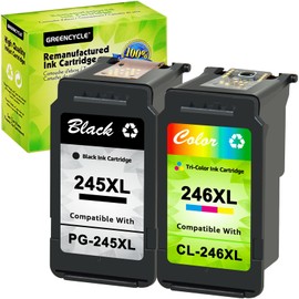 greencycle 245XL 246XL High Yield Compatible Ink Cartridges Value Pack Replacement for Canon PG245 XL CL246 XL Fit for Pixma TS202 TS3322 TR4500 TR4520 MX490 MX492 MG2522 Printer (1 Black 1 Color)