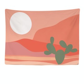 Ulticool - Cactus Decoration Aesthetic Pink - Tapestry - 200 x 150 cm - Large Tapestry - Poster Decoration - Boho Bohemian Room Decoration - Cloth
