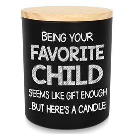 TEEZWONDER Christmas Birthday Gifts for Mom - Favorite Child Scented Candle Vanilla Lavender 10 oz - Mom Dad Birthday Gifts from Daughter Son, Grandma Grandpa Gift Ideas, Candle for Parents