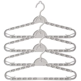 Foshine 4 Pack Extra Large Hangers Big Clothes Hangers Enlarge Adjustable Shoulder 16.5"-26" Drying Hanger Sturdy for Wide Polos Tops Cardigans Quilt Bath Towel Big and Tall Shirts (Light gray)