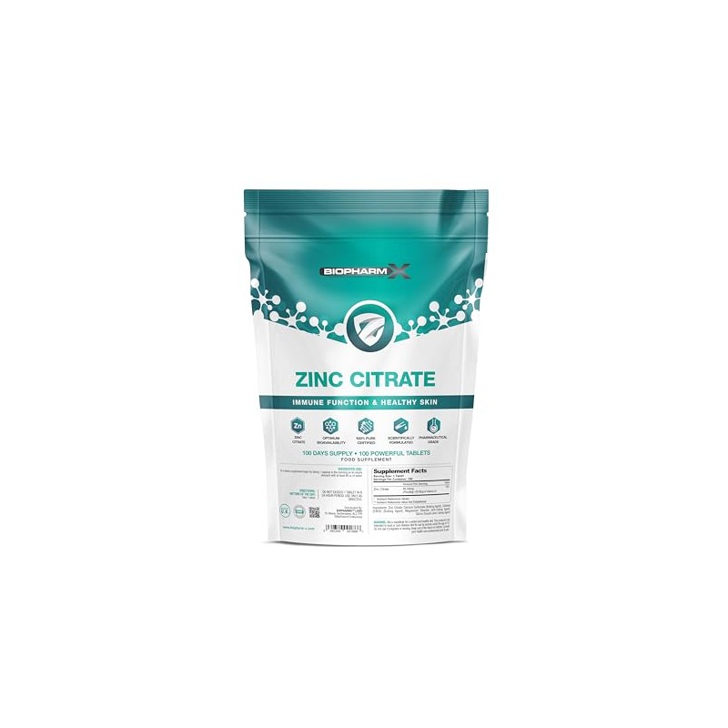 Zinc Citrate (100% Pure Certified/Maximum Strength 50mg Tablets x 100