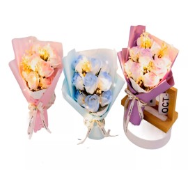 Flores Rosas regalo San Valentin Decoracion Ramo De Rosas Flores Con Leds Y Bolsa Regalo Lindo Detalle