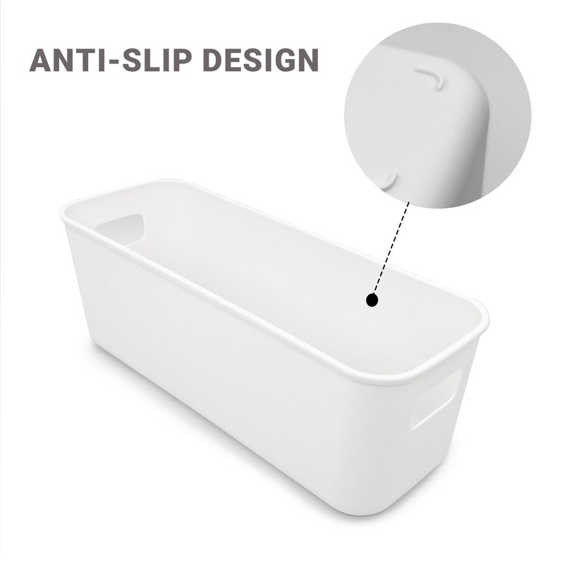 JinPhon Set of 5 Plastic Storage Boxes (10×28×9.5cm) - White