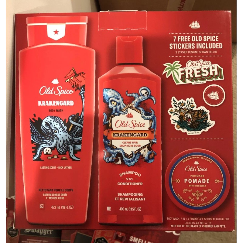 Old Spice Krakengard Body Wash, 2in1 Shampoo, Hair Pomade, Free