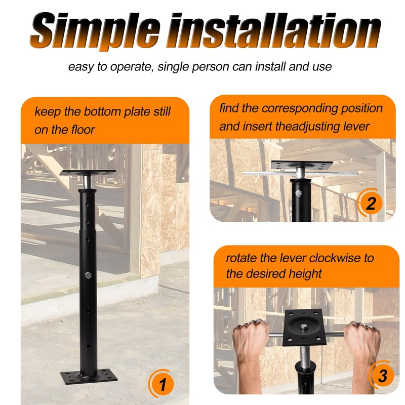House Floor Jack, 19-38 inches Height Range, Adjustable Post Pole