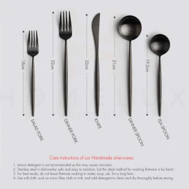 Homelux Theory 18/10 Stainless Steel Silverware Set, 2 Sets of 5pc Matte Black Silverware Set Dishwasher Safe, Modern Utensils & Flatware Set, Elegant Adaline Royal Forks Spoons Cutlery Set