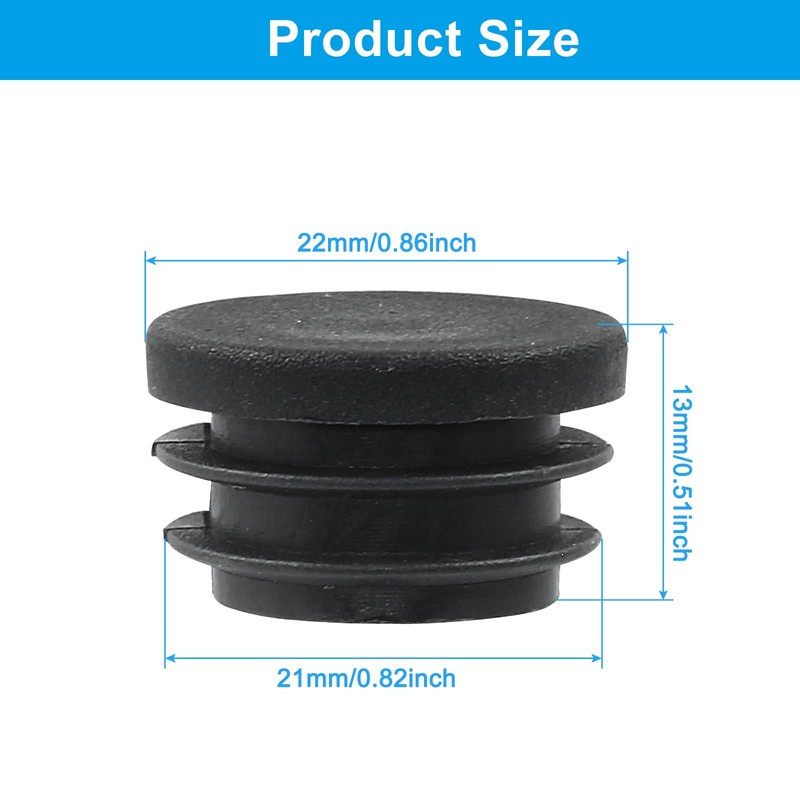 Kyuionty 40 Pack 7/8" Round Black PE Plastic Plugs for