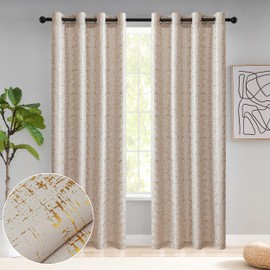 Taisier Home Cortinas con Textura De Lino para Sala De Estar, Cortinas Oscuras con Estampado De Puntos De Aluminio, Cortinas para Tratamiento De Ventanas De Dormitorio, Juego De 2 Paneles De 63 Pulg