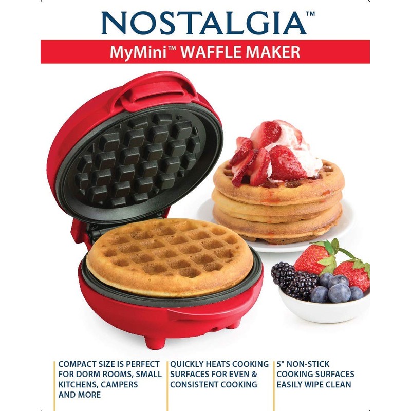 Nostalgia MWF5AQ MyMini Personal Electric Waffle Maker, Hash browns, French
