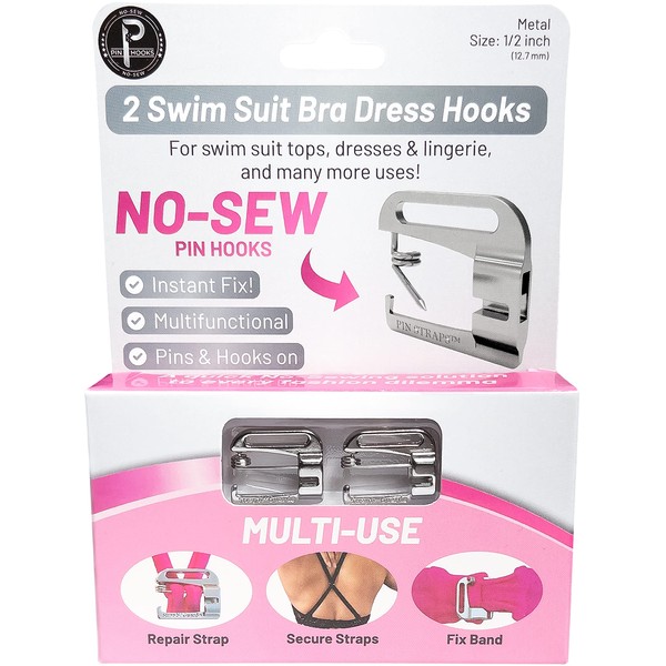(No Sew) Swimsuit Bra Hooks Replacement, ½ Inch, Metal, Pin