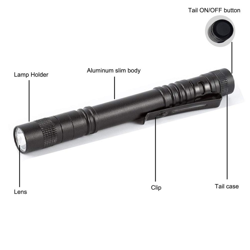 Pen Flashlight, Led Mini Penlight Super Bright Pocket Clip Pen