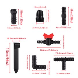 FOGWOWO Irrigation Connection Kit Hose Connector Garden Hose Connector Barb Connector for 1/2 Inch Drip Irrigation System Pack of 38