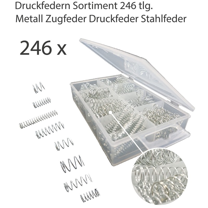 Compression Spring Set 246 Pieces Metal Steel Springs Spiral Spring
