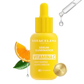 VITACILINA Serum Iluminador con VITAMINA C, NIACINAMIDA y ALPHA ARBUTIN 30 mL, Ilumina y Unifica el Tono, Ayuda a Reducir Manchas. Da y Noche