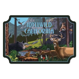 Die Cut Sticker Idyllwild, California, Wildlife Utopia, Contour Vinyl Sticker 1 to 3 inches (Waterproof Decal for Cars, Water Bottles, Laptops, Coolers), Small