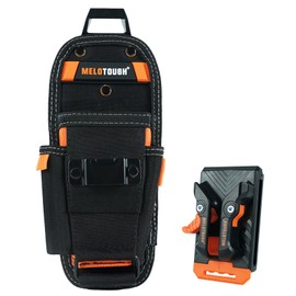 MELOTOUGH Small Tool Pouch with Quick Release Belt Clip,Clip On Tool Belt Pouch with Electrician Tapemeasure Clip, Mini Work Organizer Tool Holster and Knife Tool Holder Pouch（Orange）