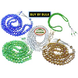 Tasbeeh-Misbaha-Mala-Prayer Beads Glass Crystal [Pack of 12] Rosery-Islamic Favors Quran Wedding Graduation Favor Gift Holy Kabba Quran Ramadan-Islamic Gifts 123(12)