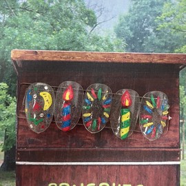 ˡᴬᴺᵀᶤˡ [Swa Stone] HBD Drawing Handmade Nail Tips - Short Square S / ˡᴬᴺᵀᶤˡ [스와 스톤] HBD 드로잉 수제네일팁 - 숏스퀘어S
