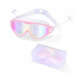 Wide View Swim Goggles, Wide View Anti Fog&UV Swimming Goggles, No Leaking Swim Glasses for Men Women (pink)