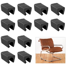 Qjaiune 20PCS Plastic Furniture Feet Protectors 12mm Plastic Cap, Bar Stool Floor Protectors Rectangle Non-Slip Leg Tips, Oblong Chair Leg Caps Plastic Foot Pads Patio Chair Feet Covers Glides (Black)