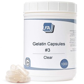 Empty Capsules Size 3 - Clear Gelatin - 1000 Count - Fits Capsule Filling Machine Tray - Joined Beef Gel Caps Easy Snap for DIY Powder Supplement Pills - Certified Halal