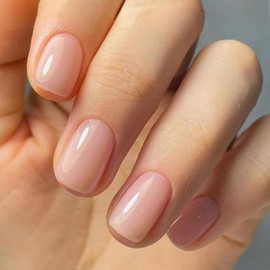 24 Piezas de Uñas Postizas a Presión, Uñas Falsas Cuadradas Cortas Francesa