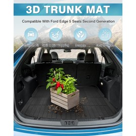 Mixsuper Custom Fit Cargo Liner for 2015-2023 2024 Ford Edge 5 Seats All Weather Rear Trunk Liner Cargo Mat Trunk Tray Black
